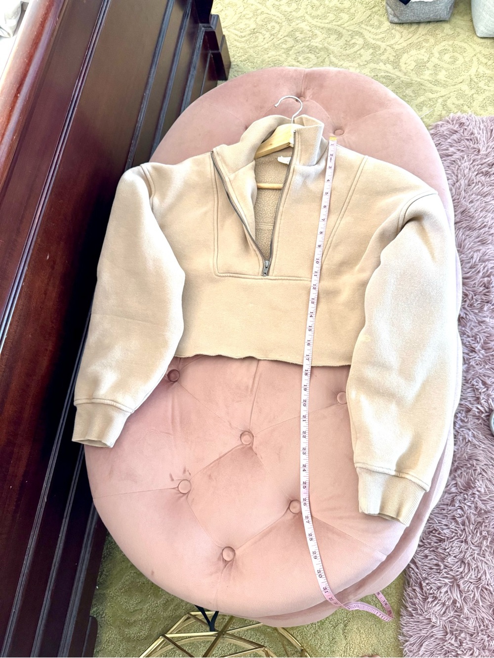 All Fenix Cropped Taupe Half-Zip Arlo Turtleneck Sweater Size Small - Picture 6 of 12